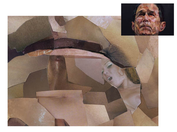 Le portrait de Bush, par Jonathan Yeo - agrandissement bouche