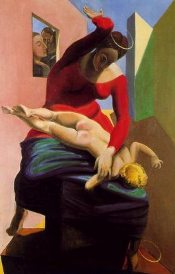 La Sainte-Vierge corrigeant le petit Jésus devant trois témoins dont l'auteur, Max Ernst