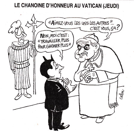Pape Benoit XVI Nicolas Sarkozy Ségolène Royal par Cabu