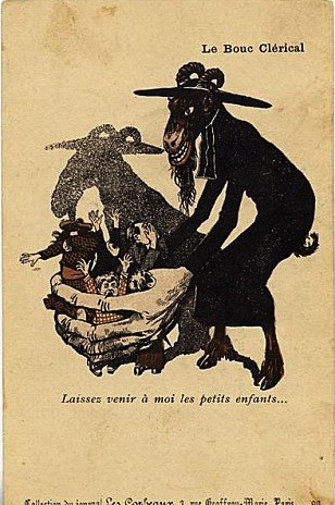  cartes postales anticléricales de 1905-1906 de Lavrate et de l'hebdomadaire Les Corbeaux