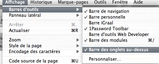 Firefox 4 : placer la barre des onglets au-dessous