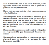 L'appel à Emmanuel Macron