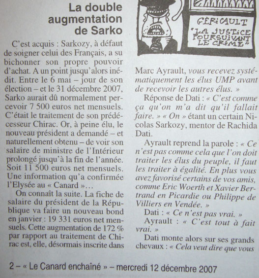 Canard Enchaîné : la double augmentation de Sarkozy
